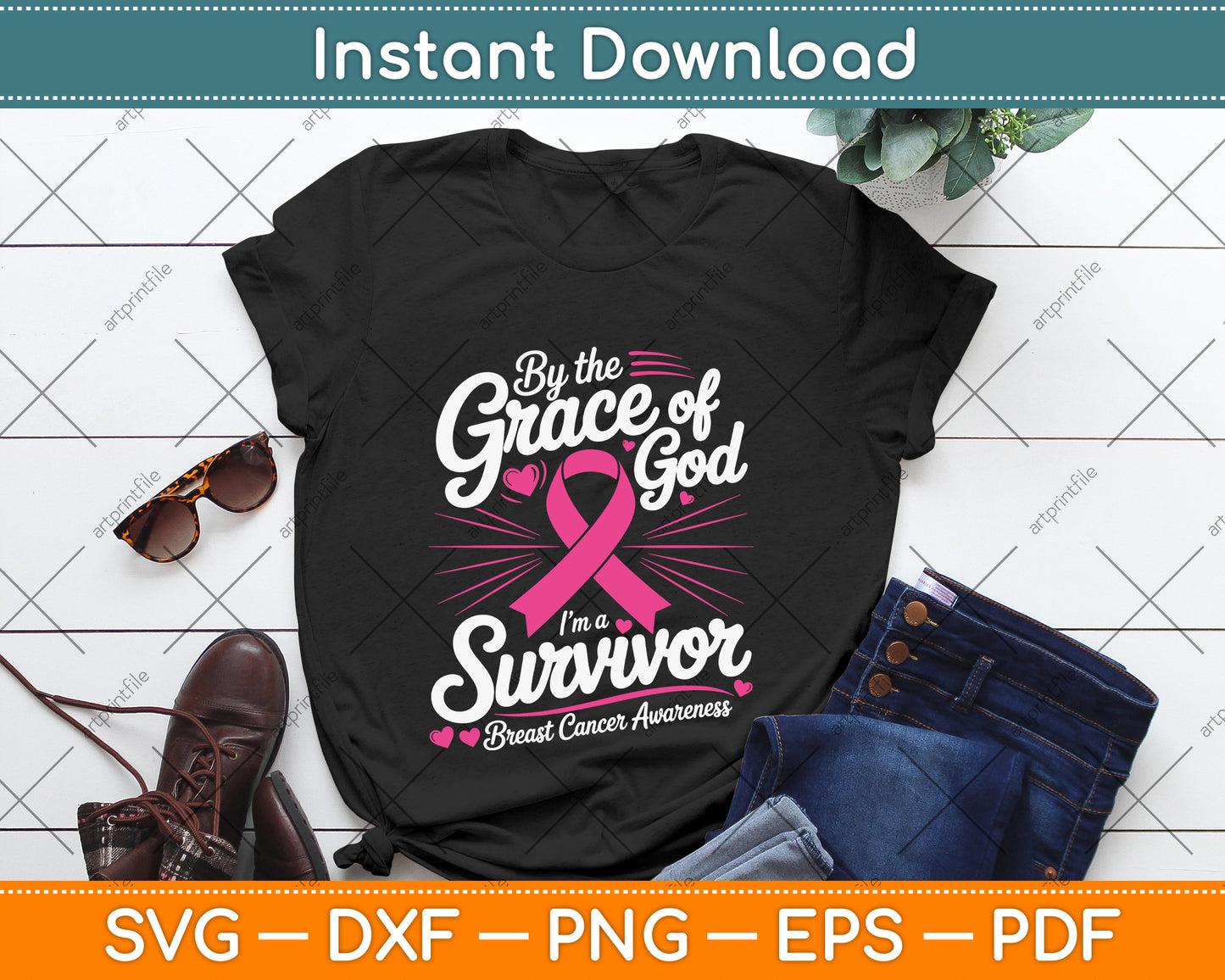 Christian breast cancer awareness SVG cutting file for Cricut projects