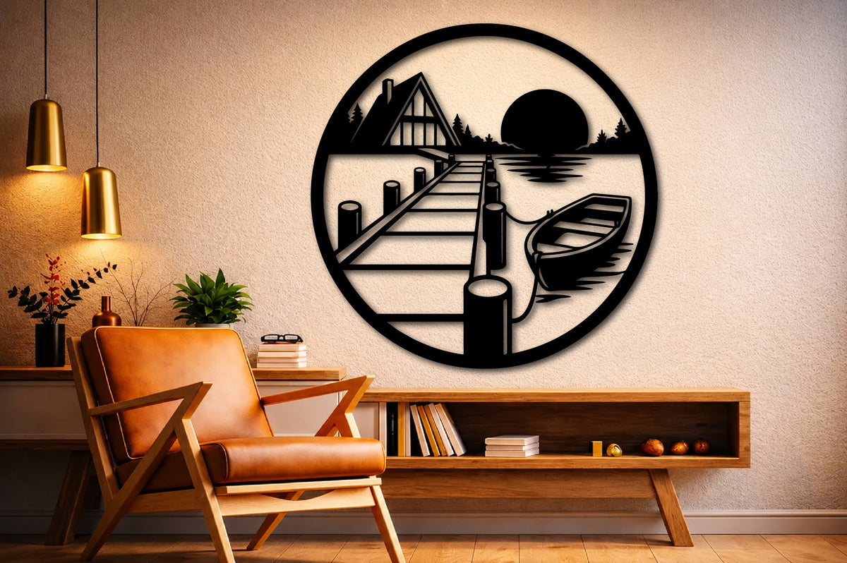 Cabin Lake Scene Laser Cut File