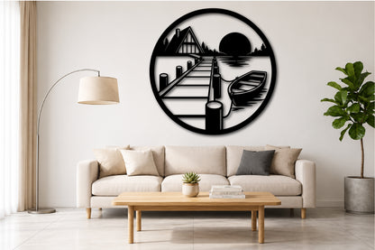 Cabin Lake Scene Laser Cut File