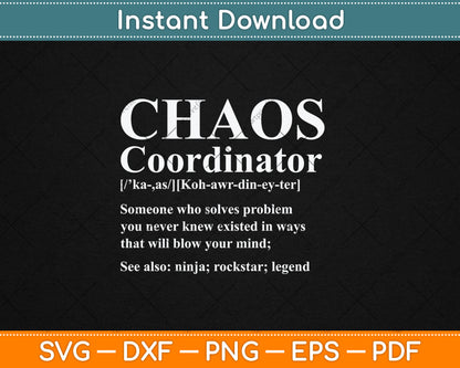Cabtnca Chaos Coordinator Boss Day & Admin Pro Funny Svg Digital Cutting File