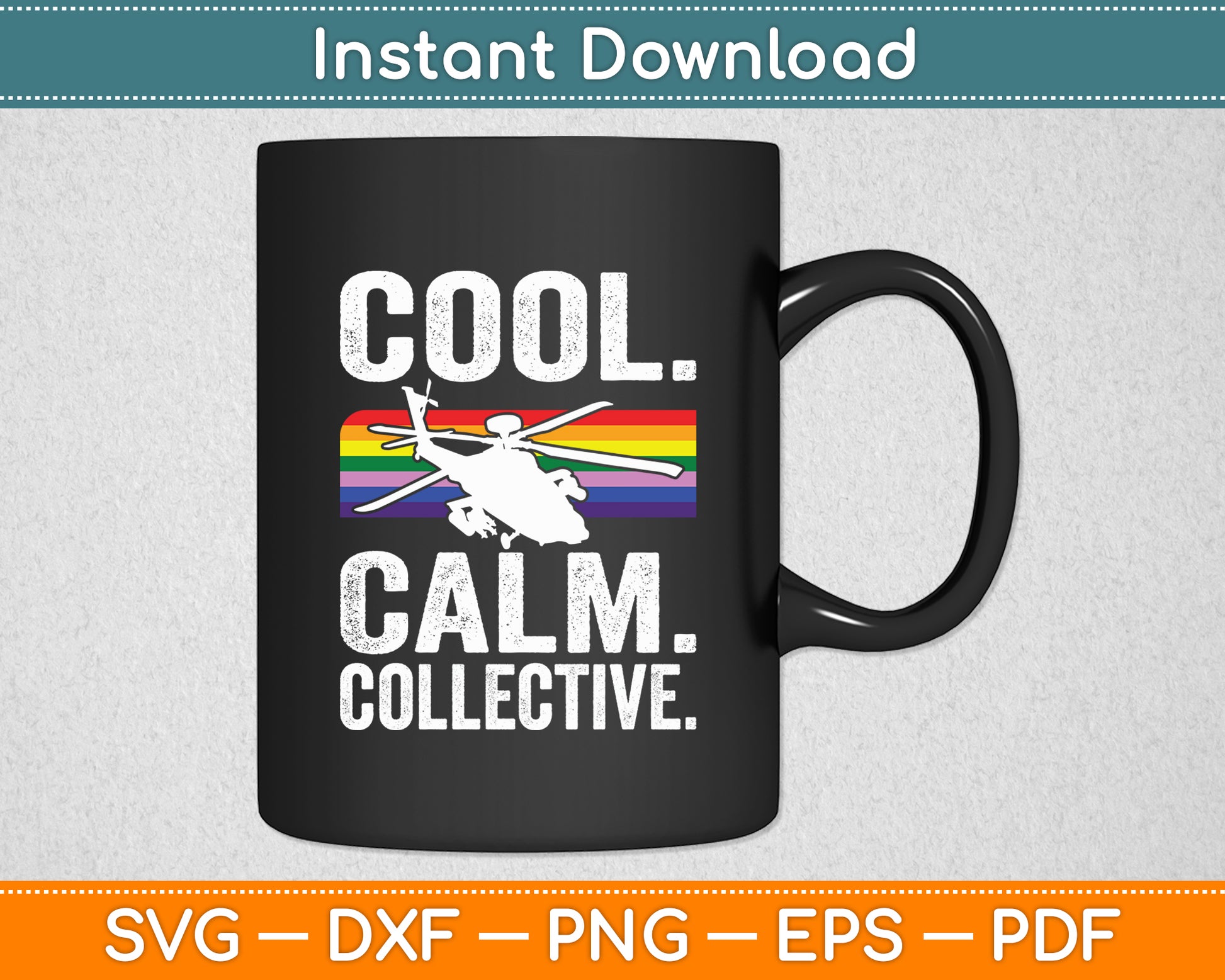Calm Collective Pilot Aviation Helicopter Vintage Svg Png Dxf Digital Cutting File
