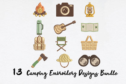 13 Camping Embroidery Designs Bundle