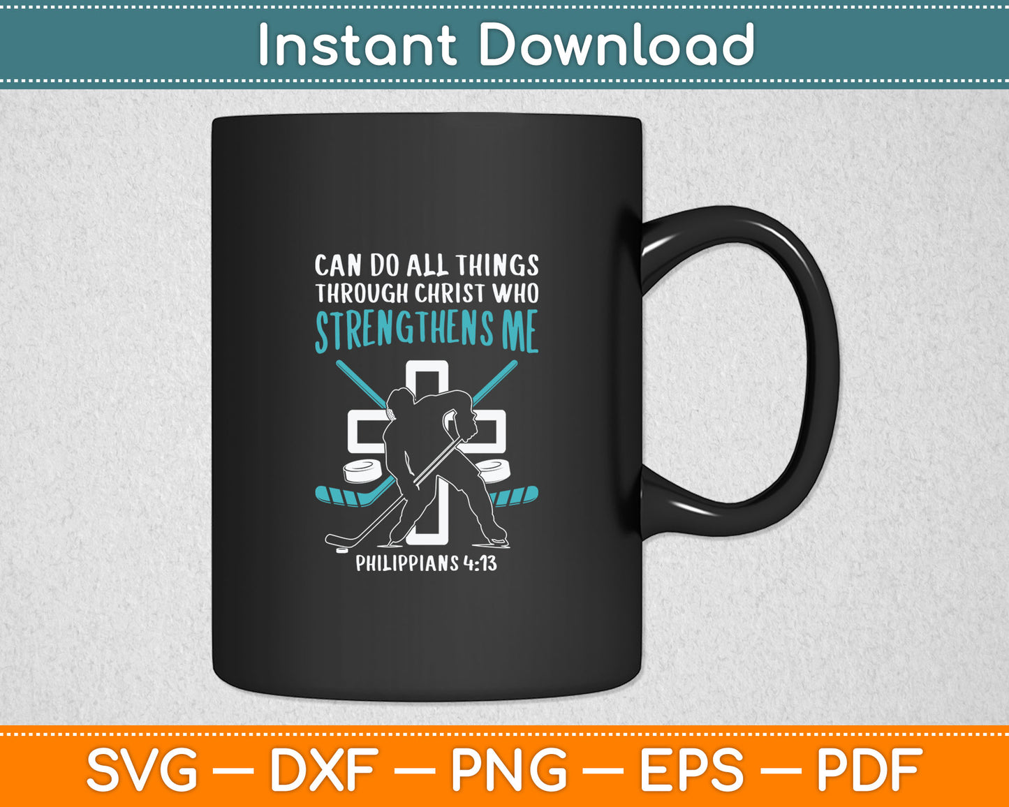 Can Do All Things Ice Hockey Christian Player Goalie Svg Digital Cutting File