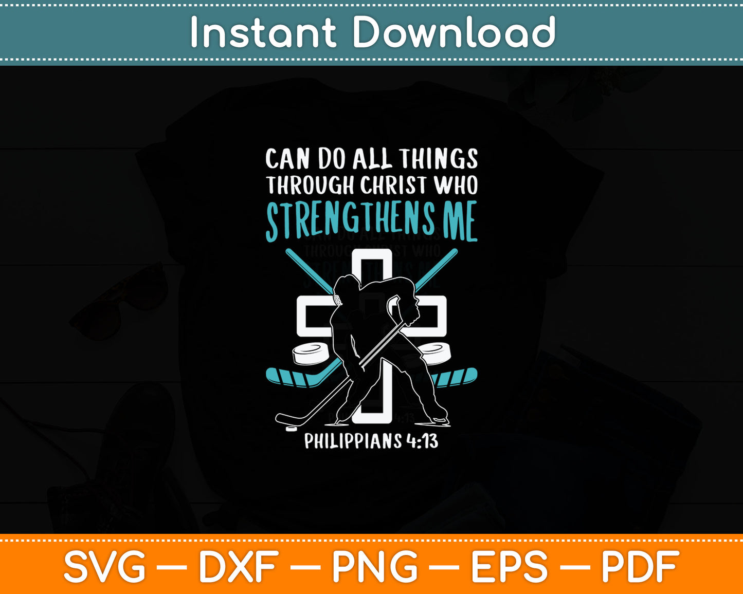 Can Do All Things Ice Hockey Christian Player Goalie Svg Digital Cutting File