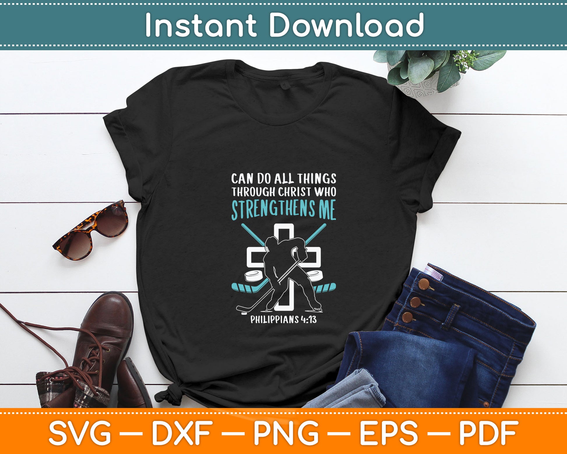 Can Do All Things Ice Hockey Christian Player Goalie Svg Digital Cutting File