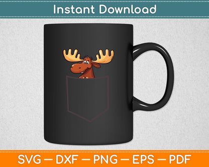 Canadian Moose In The Pocket Elk Cute Moose In Pocket Svg Digital Cutting File