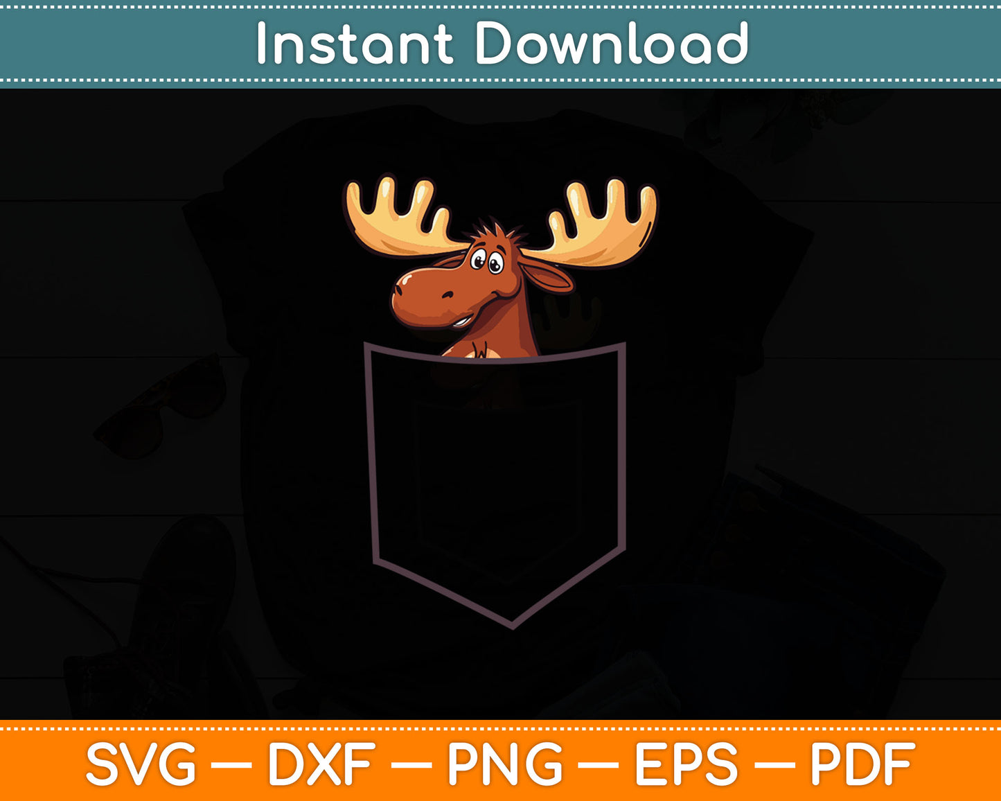 Canadian Moose In The Pocket Elk Cute Moose In Pocket Svg Digital Cutting File