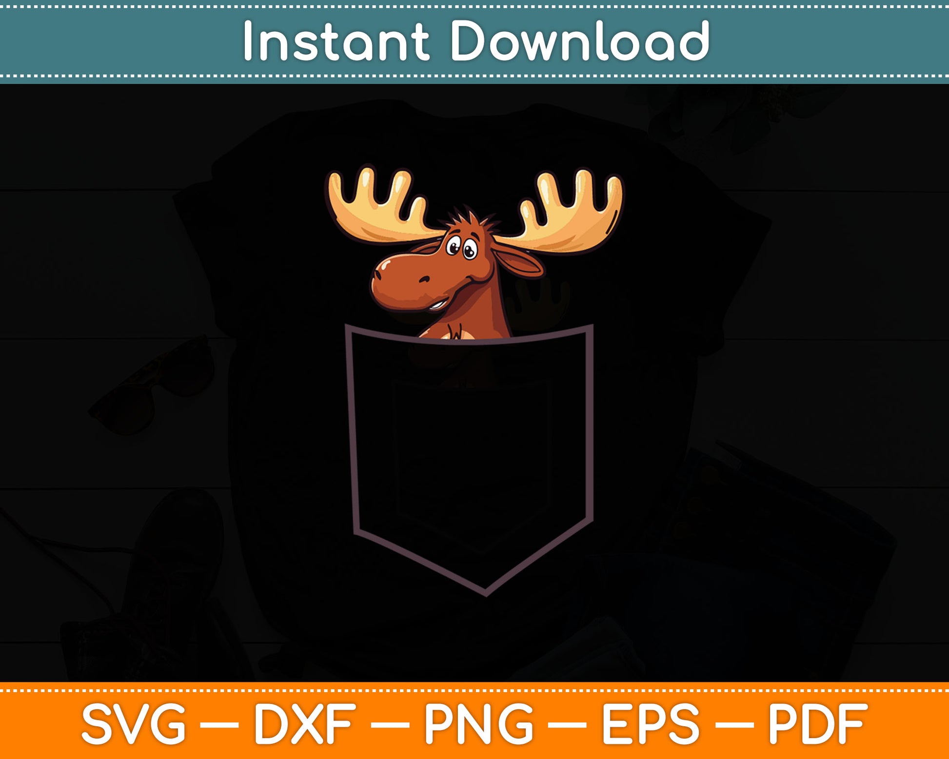 Canadian Moose In The Pocket Elk Cute Moose In Pocket Svg Digital Cutting File