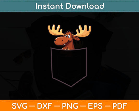 Canadian Moose In The Pocket Elk Cute Moose In Pocket Svg Digital Cutting File