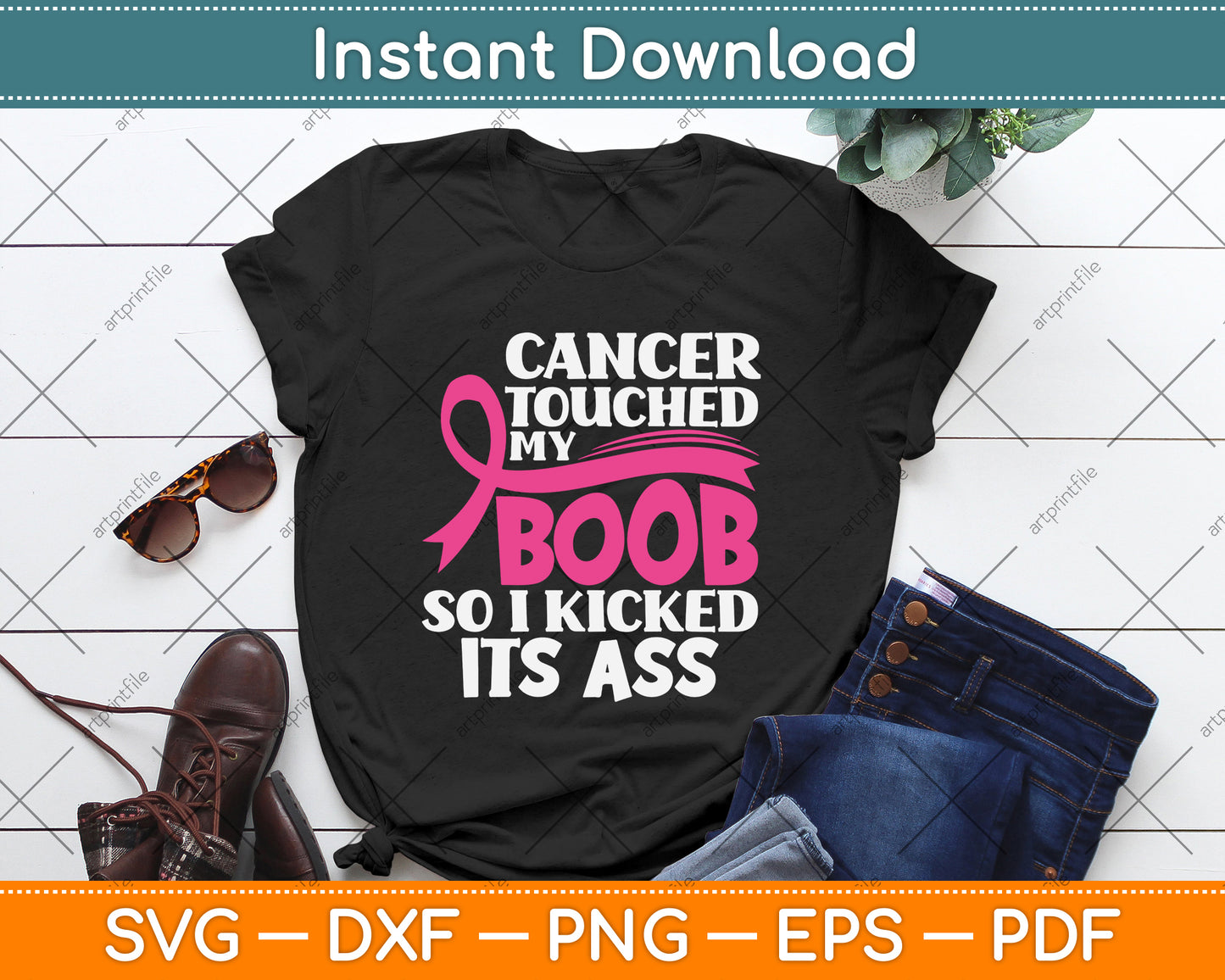 Funny breast cancer survivor SVG cutting file for Cricut awareness projects