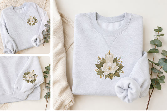 Candle Magnolia Embroidery Design
