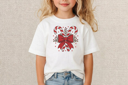 Candy Cane Bow Embroidery Design – Cute Christmas Bow Machine Embroidery Pattern, Festive Holiday Candy Cane Embroidery Design