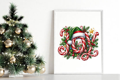 Candy Cane Christmas Hat PNG, Christmas Candy Cane Holiday Sublimation Design, Festive Xmas Shirt