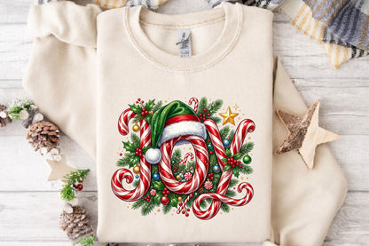 Candy Cane Christmas Hat PNG, Christmas Candy Cane Holiday Sublimation Design, Festive Xmas Shirt
