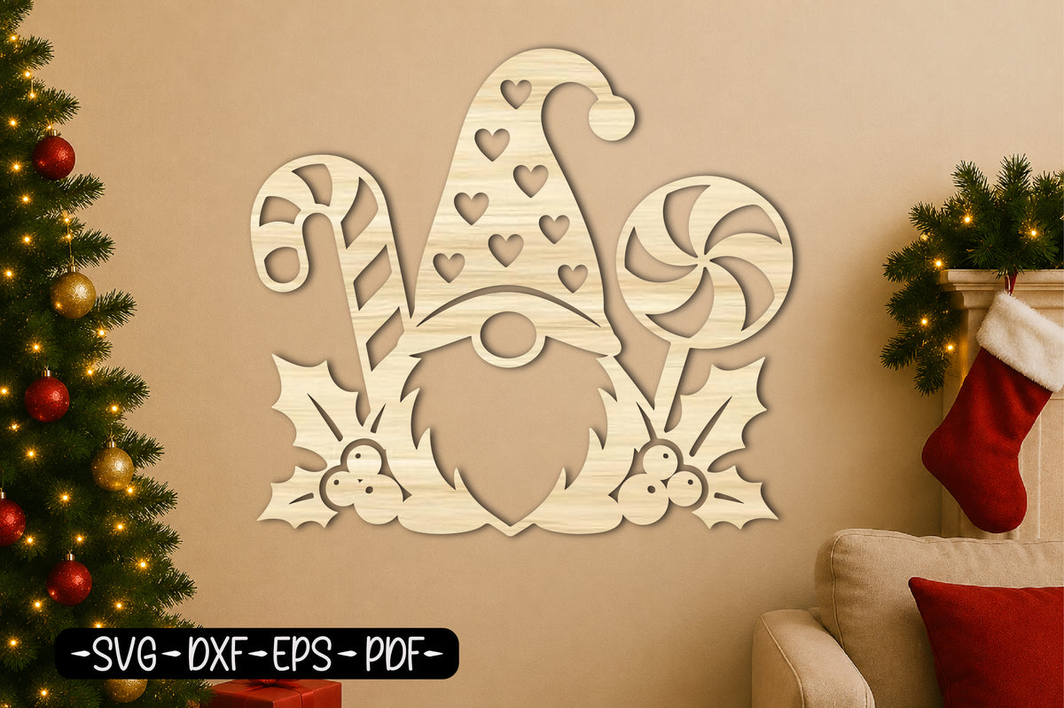 Candy Christmas Gnome Laser Cut SVG | Christmas Gnome SVG Design