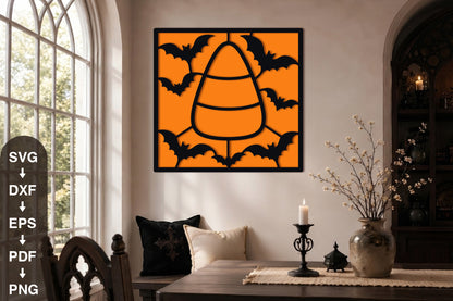 Candy Corn Bat Halloween SVG