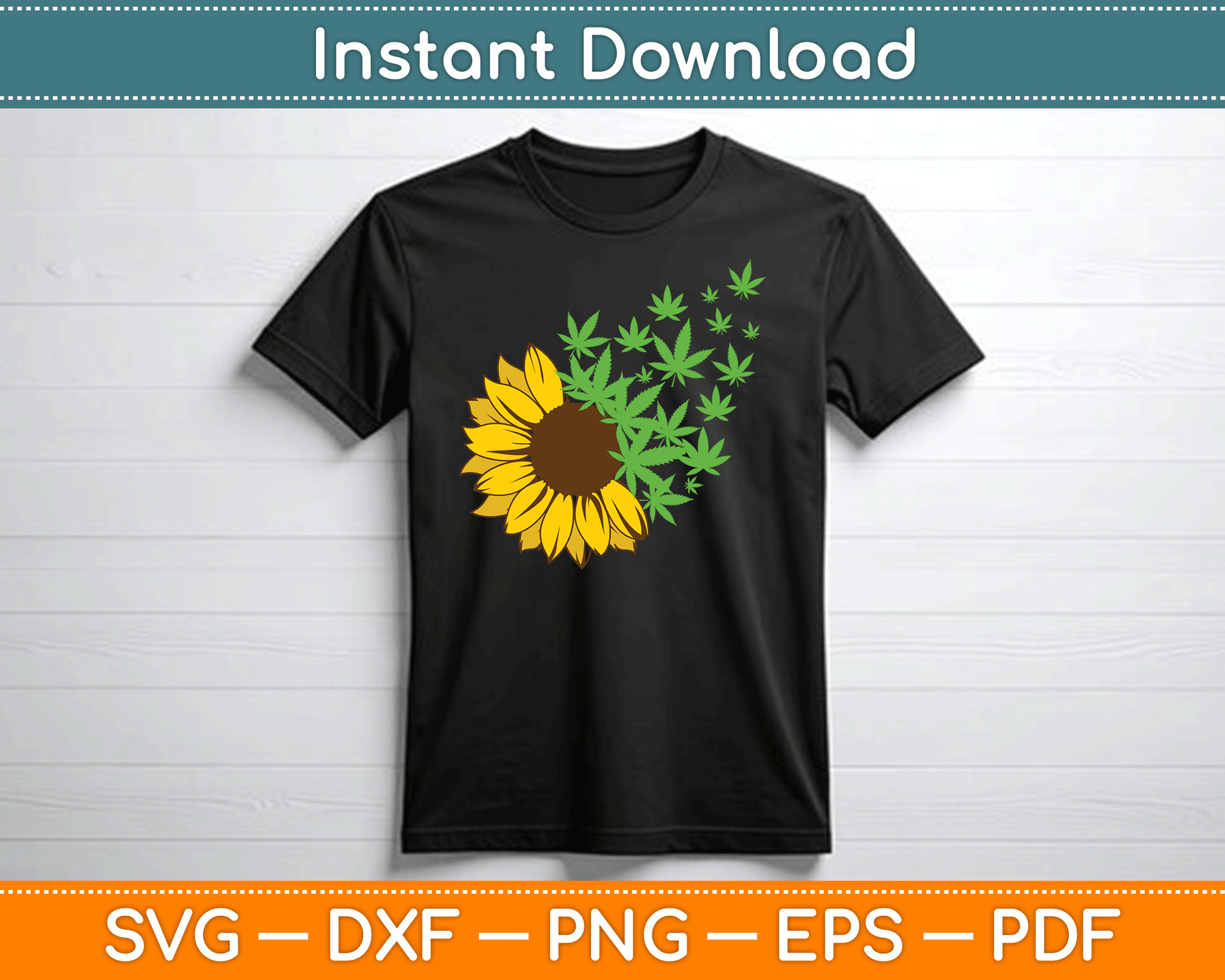 Cannabis Weed Leaf Sunflower Marijuana Pot Smoker SVG Digital Cutting File