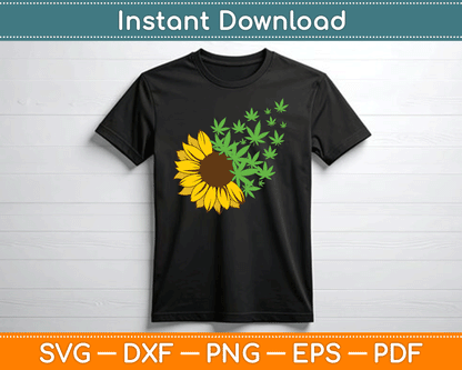 Cannabis Weed Leaf Sunflower Marijuana Pot Smoker SVG Digital Cutting File