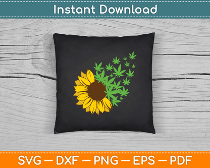 Cannabis Weed Leaf Sunflower Marijuana Pot Smoker SVG Digital Cutting File