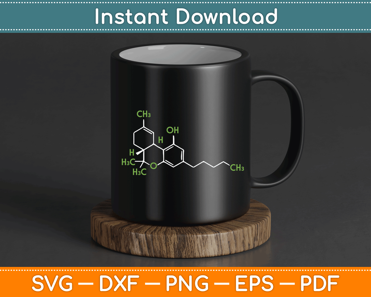 Cannabis Weed Pot Molecule THC Marijuana Stoner Gift SVG Digital Cutting File