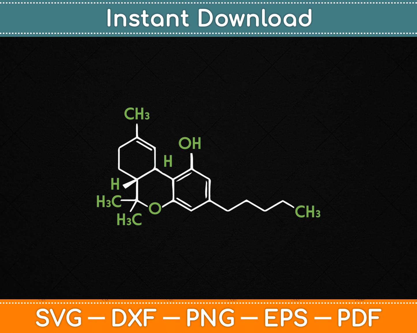 Cannabis Weed Pot Molecule THC Marijuana Stoner Gift SVG Digital Cutting File