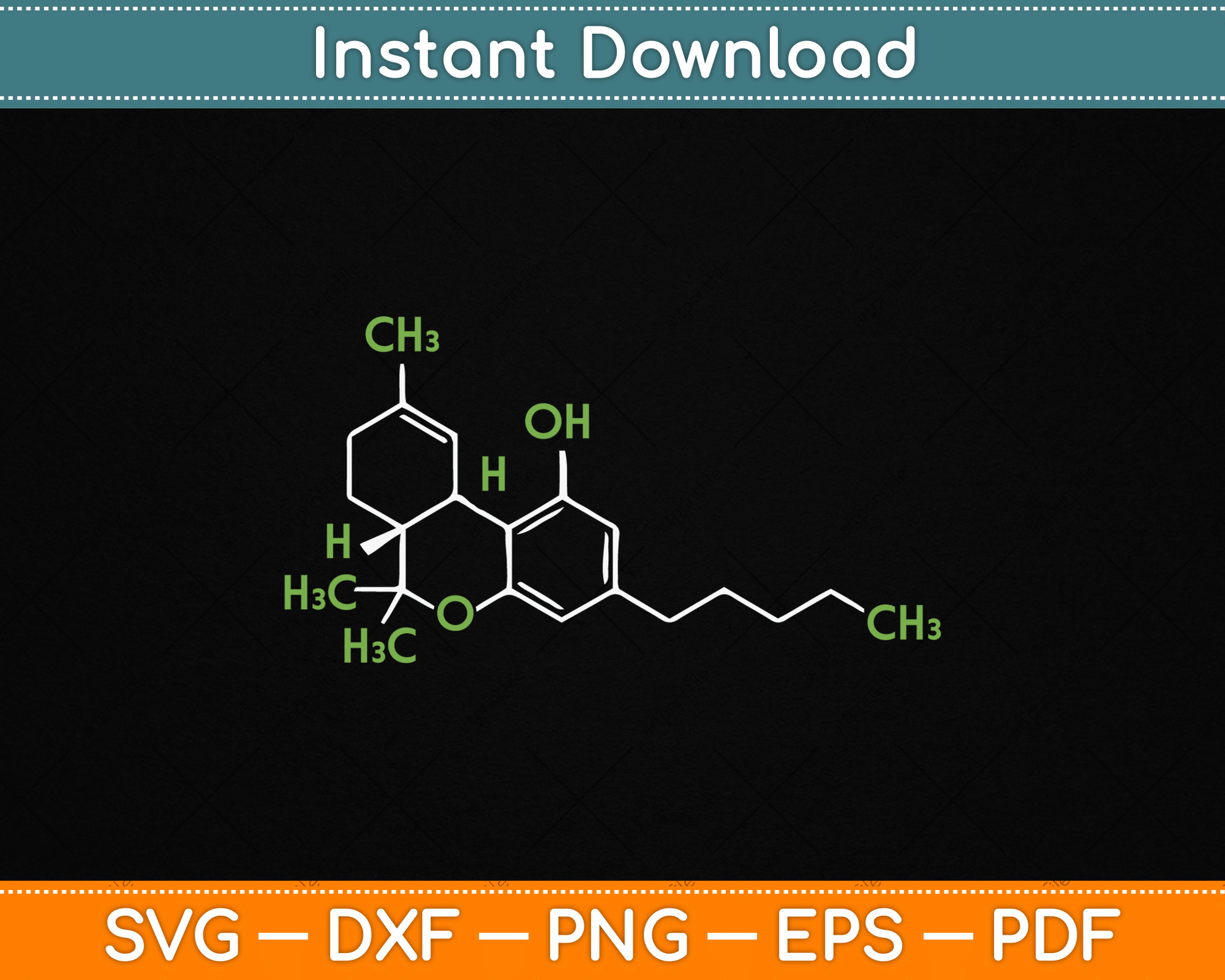 Cannabis Weed Pot Molecule THC Marijuana Stoner Gift SVG Digital Cutting File