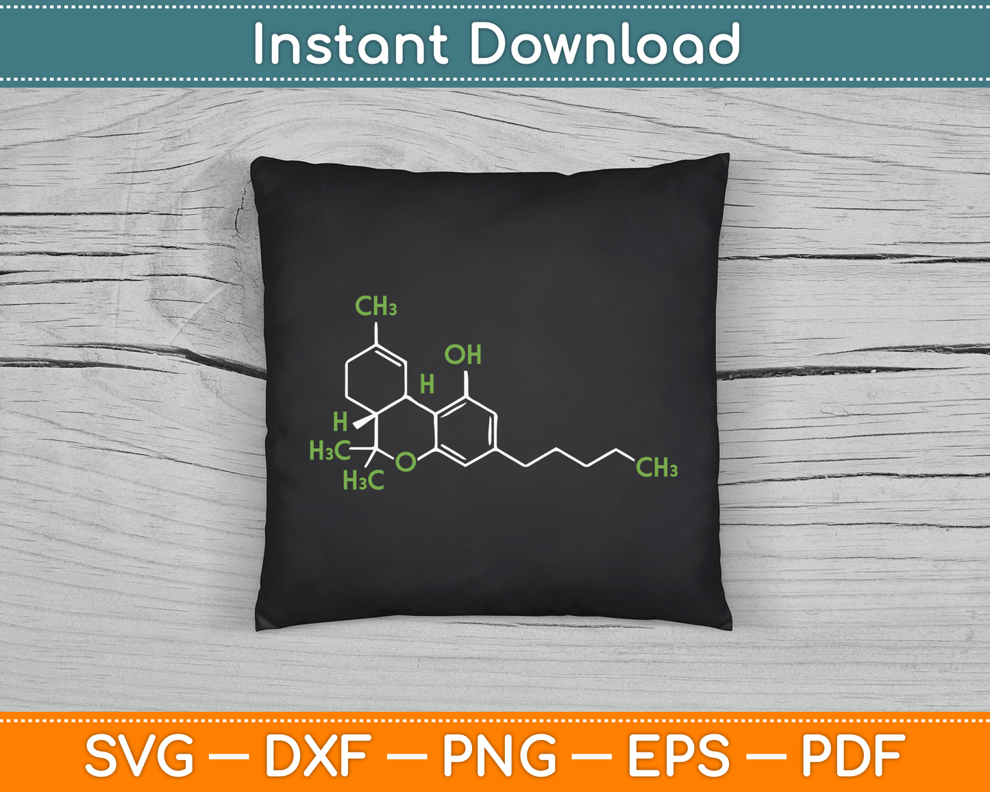 Cannabis Weed Pot Molecule THC Marijuana Stoner Gift SVG Digital Cutting File