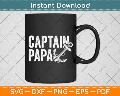 Captain Papa Pontoon Lake Sailor Fishing Boating Svg Digital Cutting File