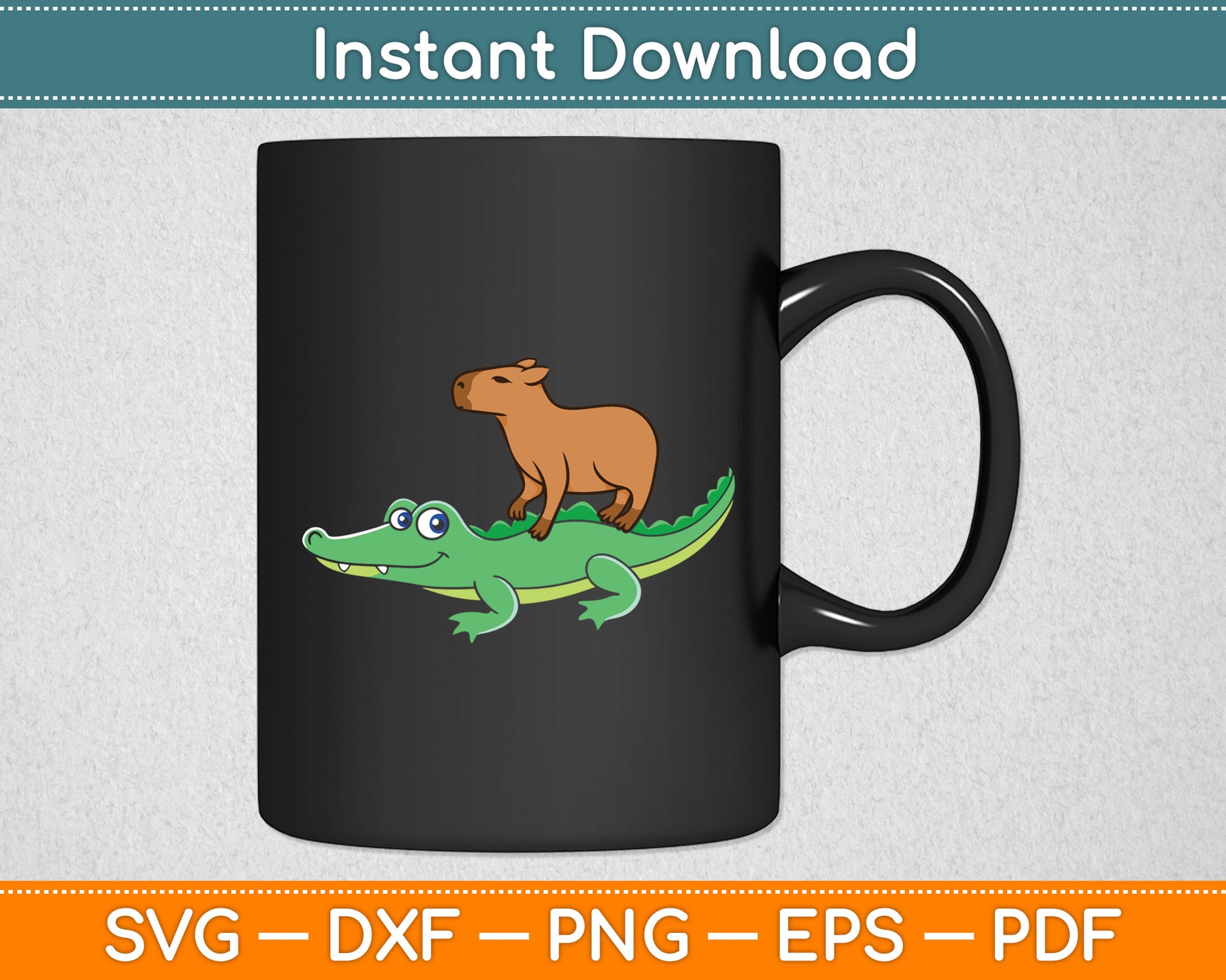 Capybara On Crocodile Capy Alligator Rodent Svg Digital Cutting File