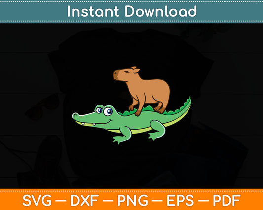 Capybara On Crocodile Capy Alligator Rodent Svg Digital Cutting File