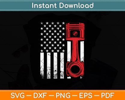 Car Enthusiast Piston Muscle Car - American Flag 4th Of July Svg Digital Cutting File