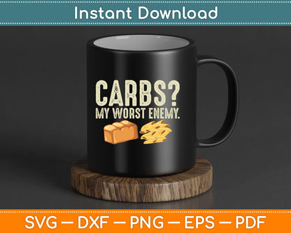 Carbs My Worst Enemy Vintage t1d Funny Diabetes Awareness SVG Digital Cutting File
