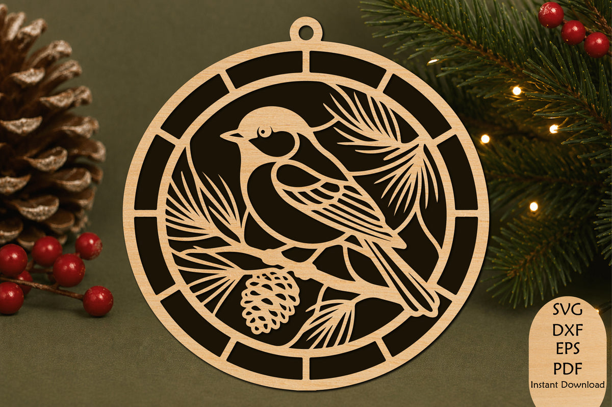 Cardinal Bird Christmas Ornament SVG Laser Cut File