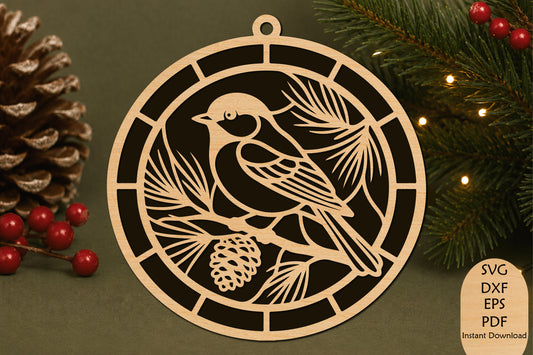 Cardinal Bird Christmas Ornament SVG Laser Cut File