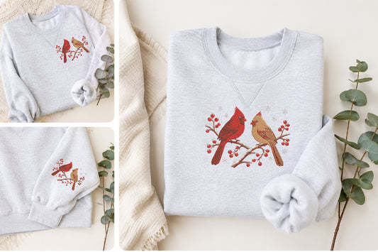 Cardinal Bird Embroidery Design – Beautiful Red Cardinal Machine Embroidery Pattern, Bird & Nature Embroidery Design