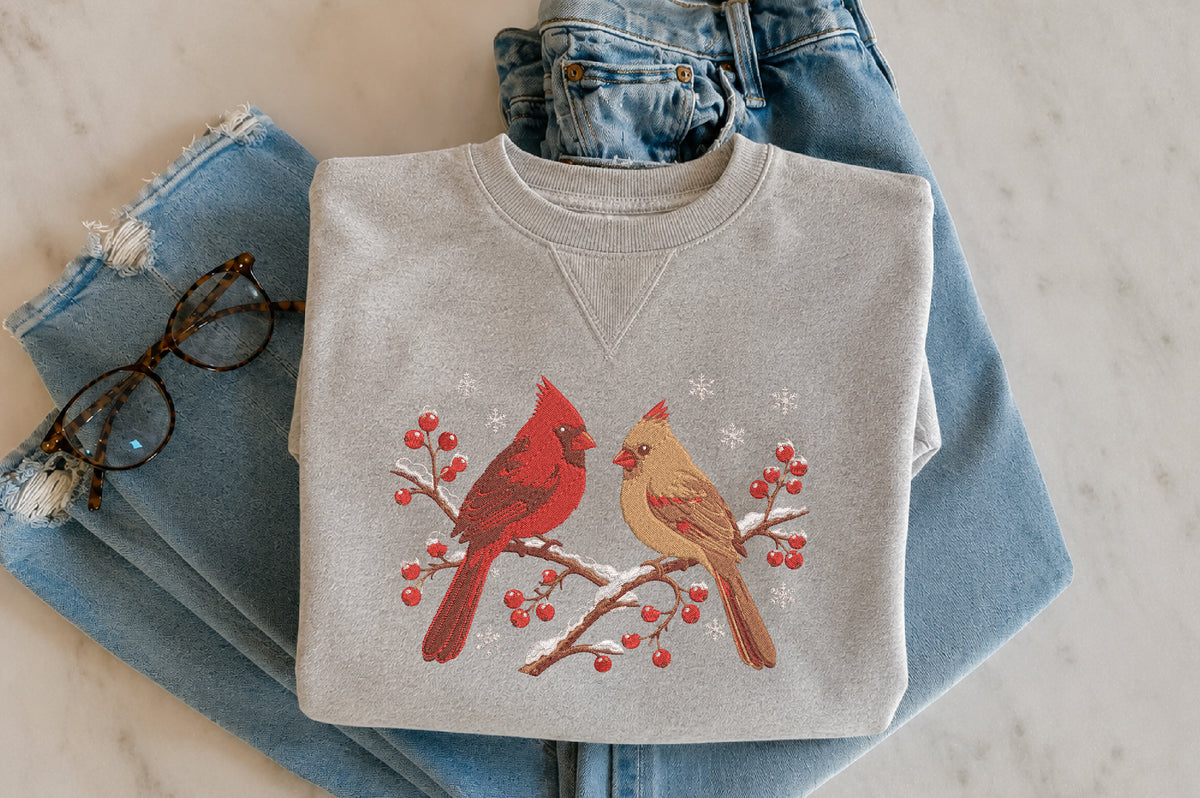 Cardinal Bird Embroidery Design – Beautiful Red Cardinal Machine Embroidery Pattern, Bird & Nature Embroidery Design