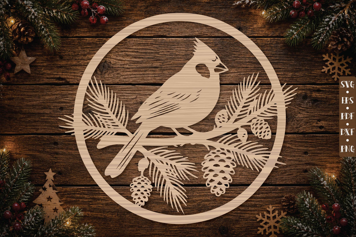 Christmas Cardinal Bird Ornament SVG