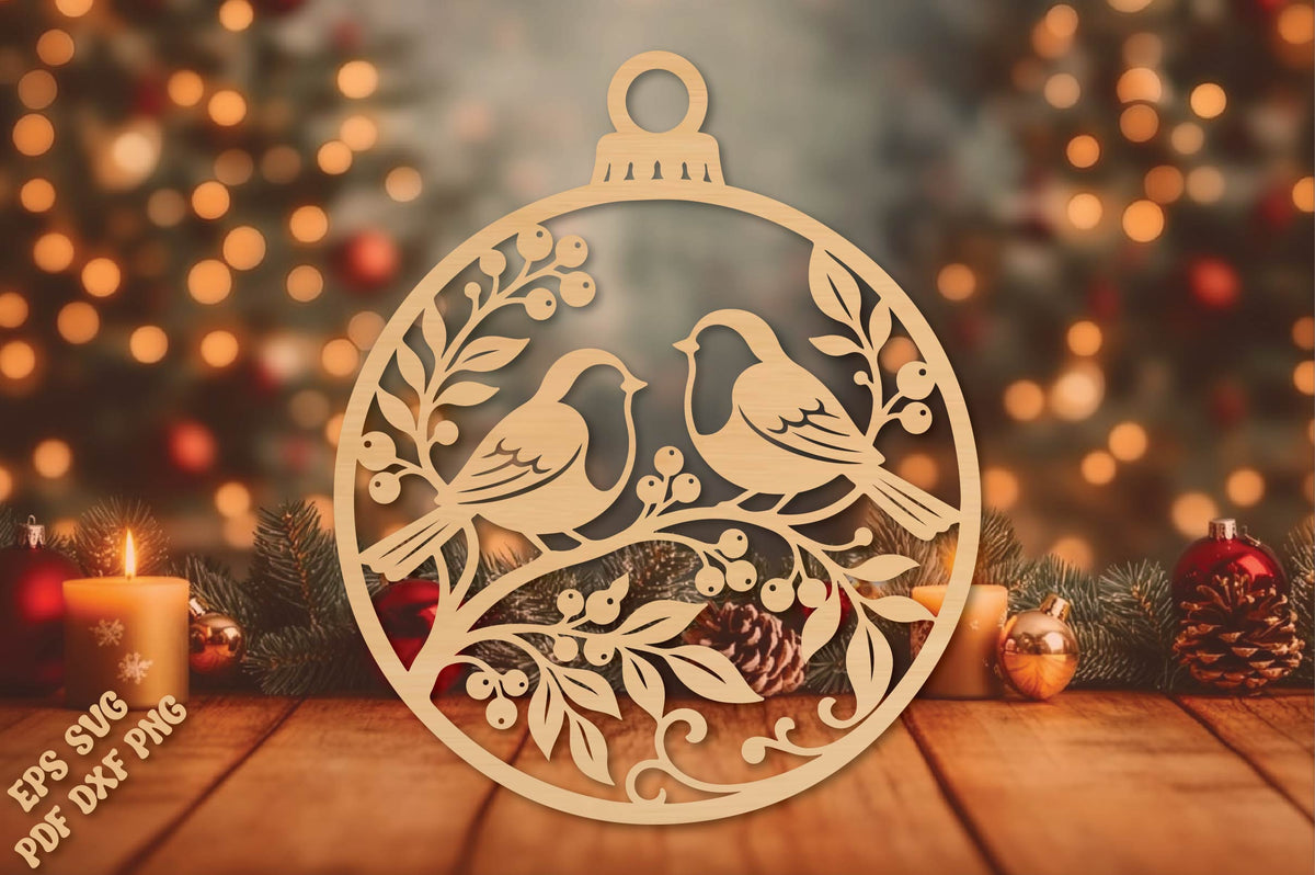 Cardinal Birds Christmas Ornament SVG
