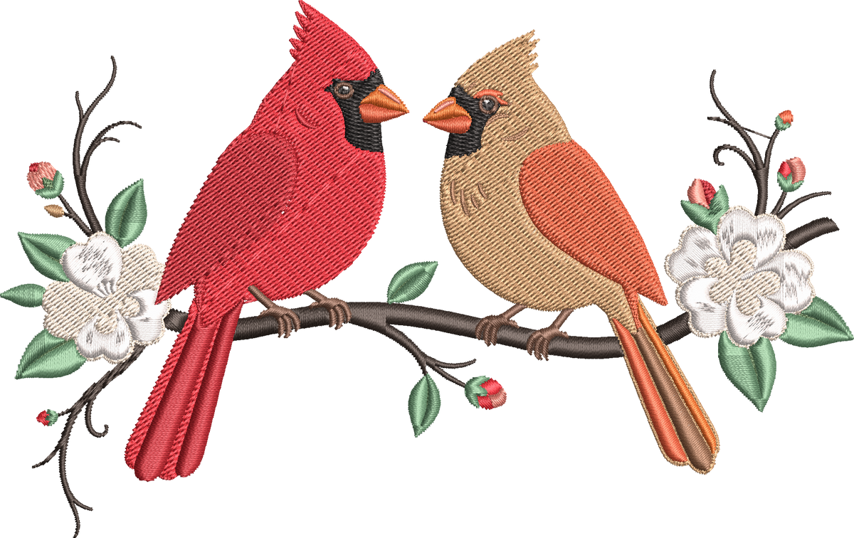 Cardinal Birds Machine Embroidery Design