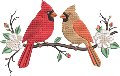 Cardinal Birds Machine Embroidery Design