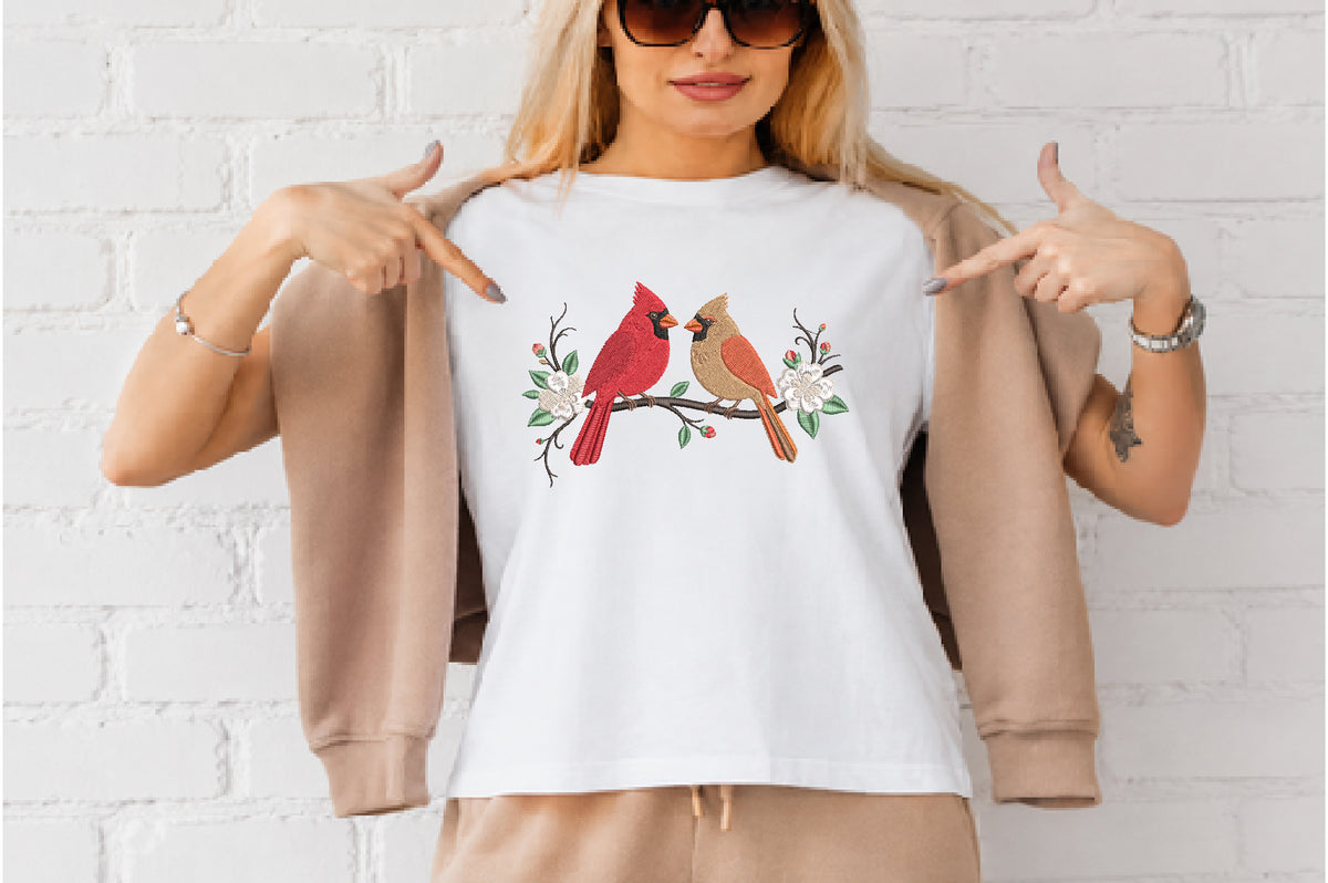 Cardinal Birds Machine Embroidery Design