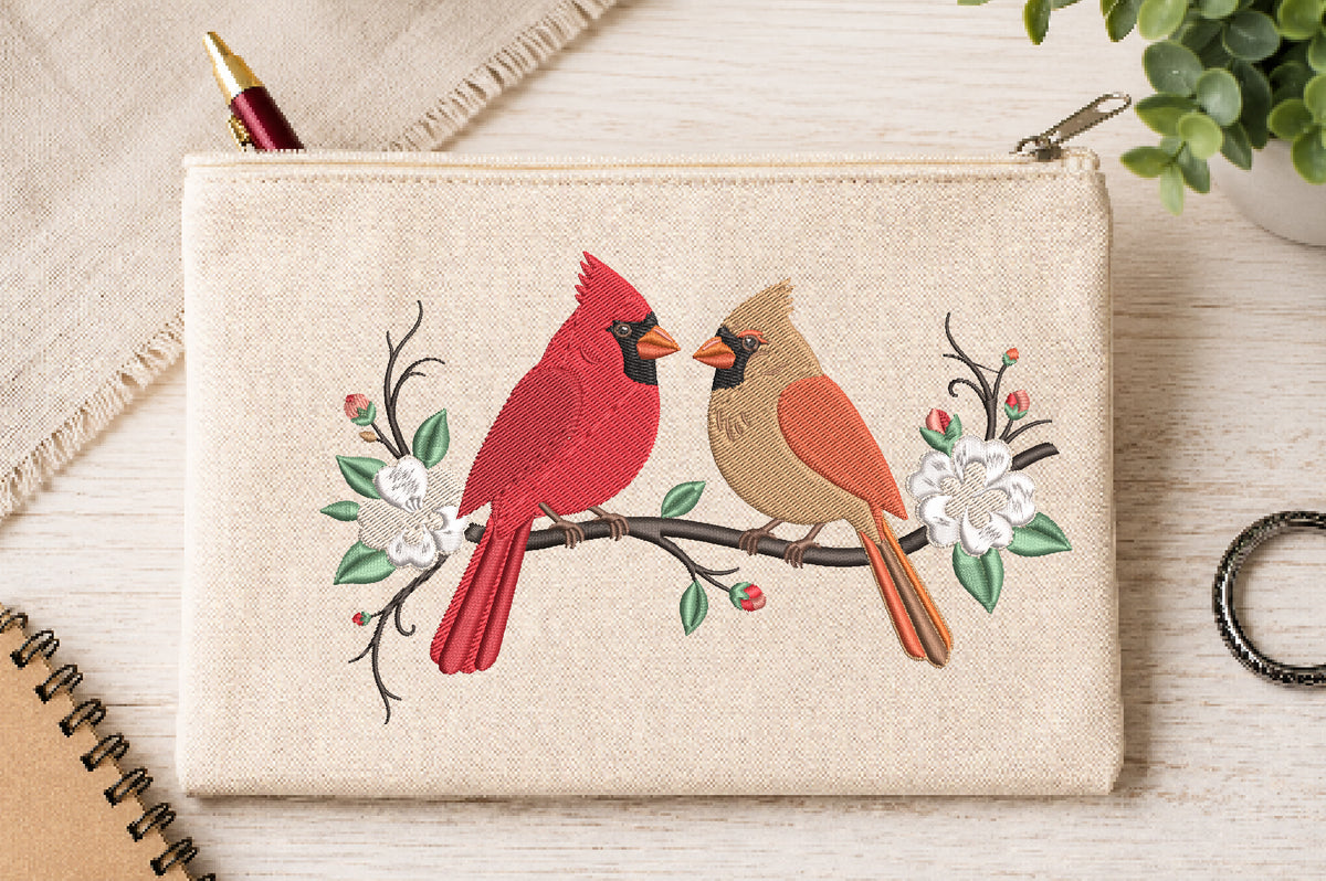 Cardinal Birds Machine Embroidery Design