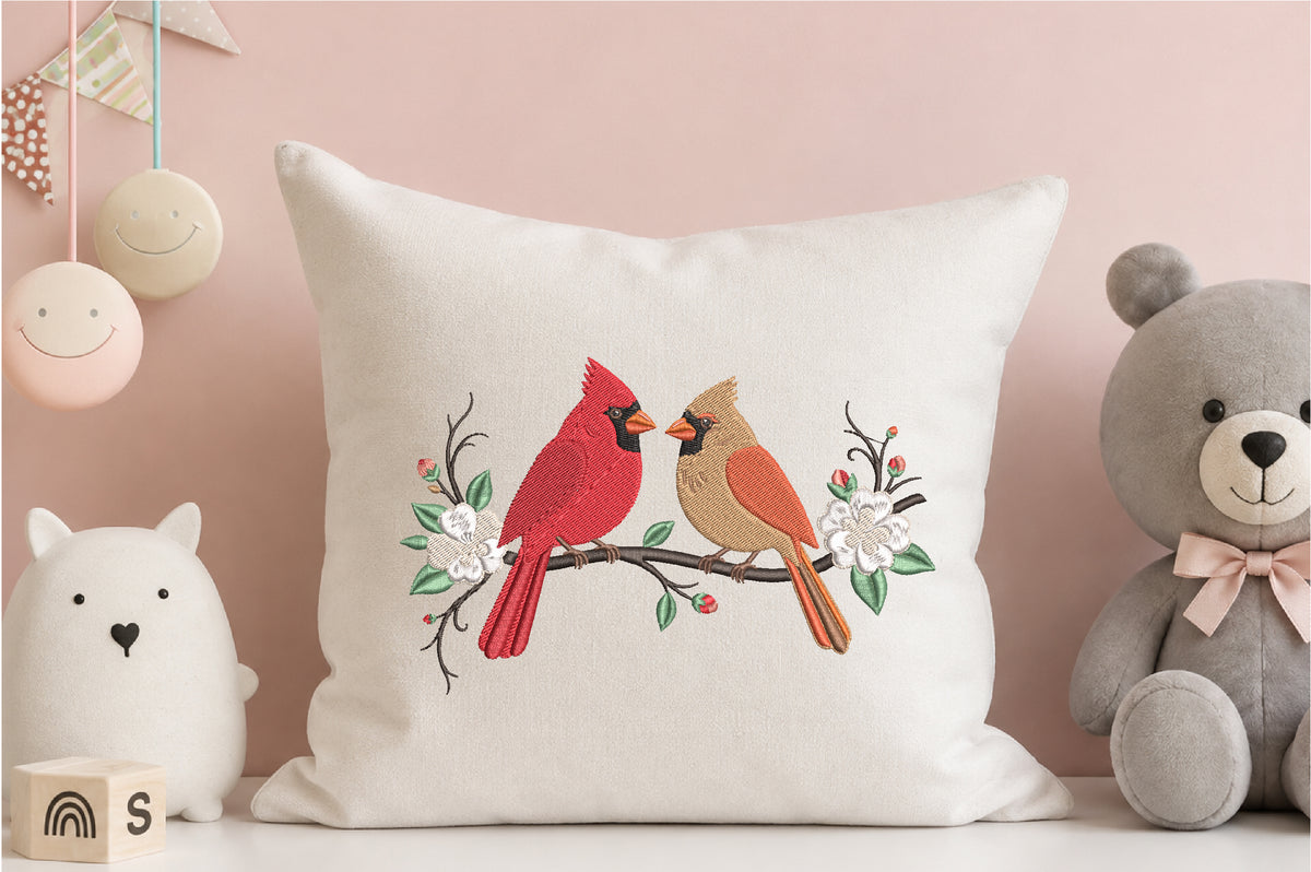 Cardinal Birds Machine Embroidery Design