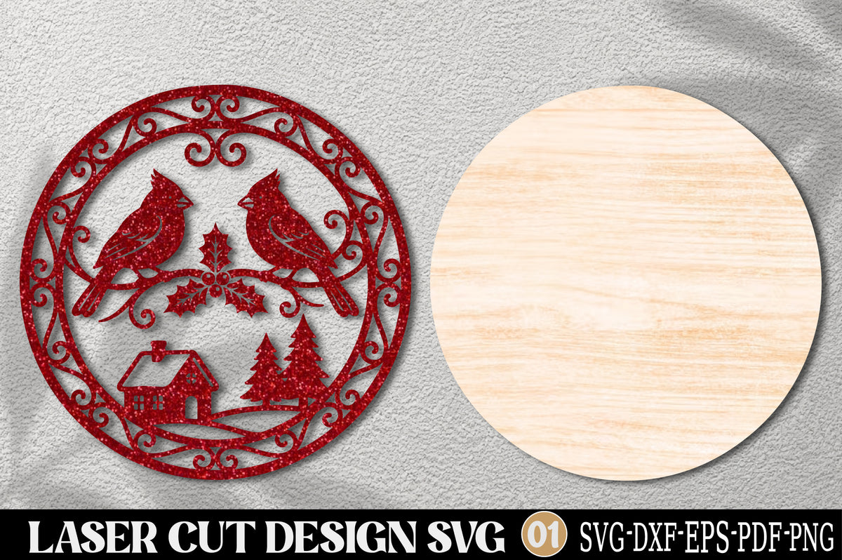 Cardinal Christmas Ornament Laser Cut SVG | Winter Bird