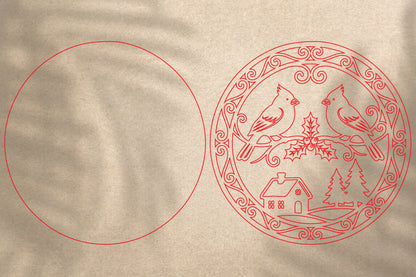 Cardinal Christmas Ornament Laser Cut SVG | Winter Bird