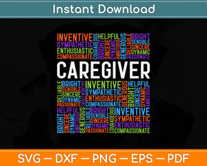 Proud Caregiver Words Caregiver Nurse Appreciation Svg Digital Cutting File