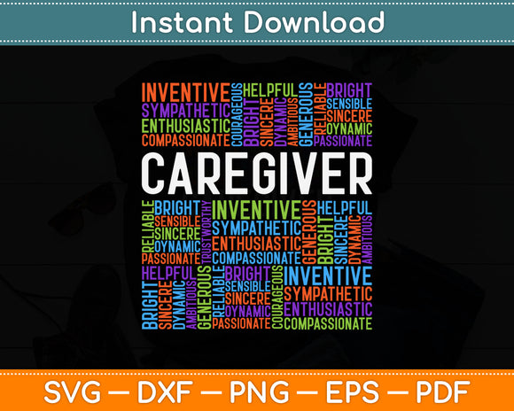 Proud Caregiver Words Caregiver Nurse Appreciation Svg Digital Cutting File