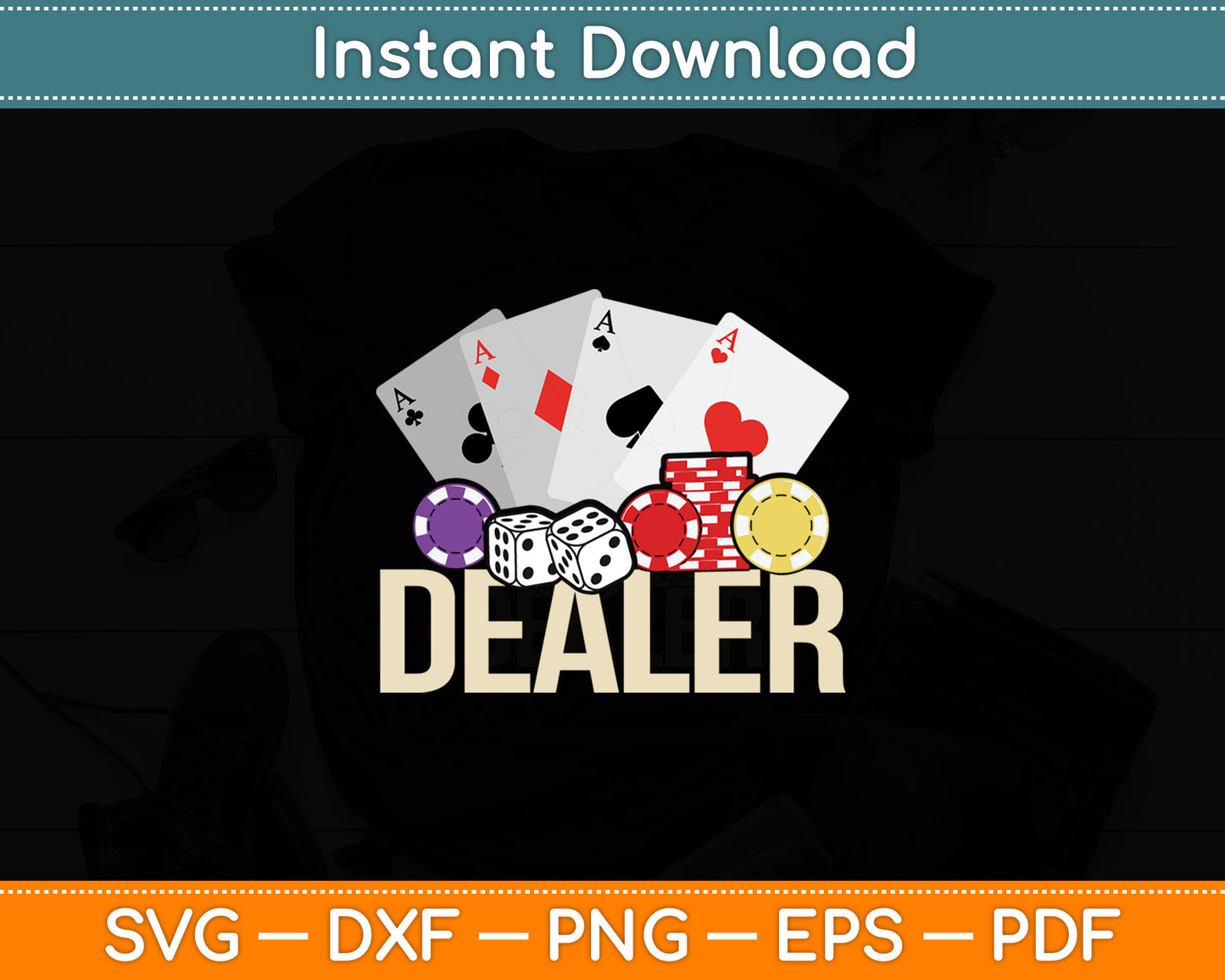 Casino Dealer Funny Poker Player Costume Accessories Svg Digital Cutting File