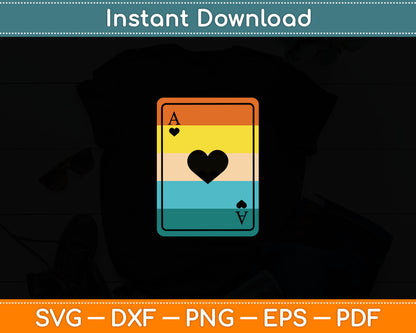 Casino Poker Player Gambling Retro Play Cards Ace of Spade Svg Digital Cutting File