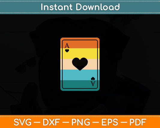 Casino Poker Player Gambling Retro Play Cards Ace of Spade Svg Digital Cutting File